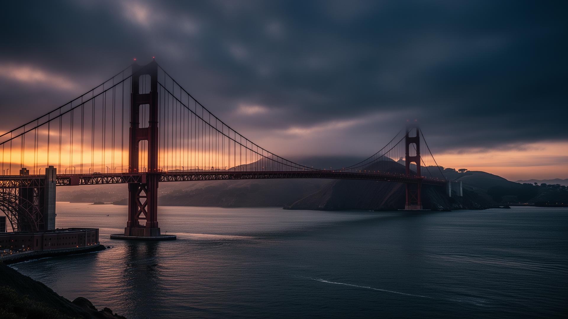 Golden Gate Bridge at dusk